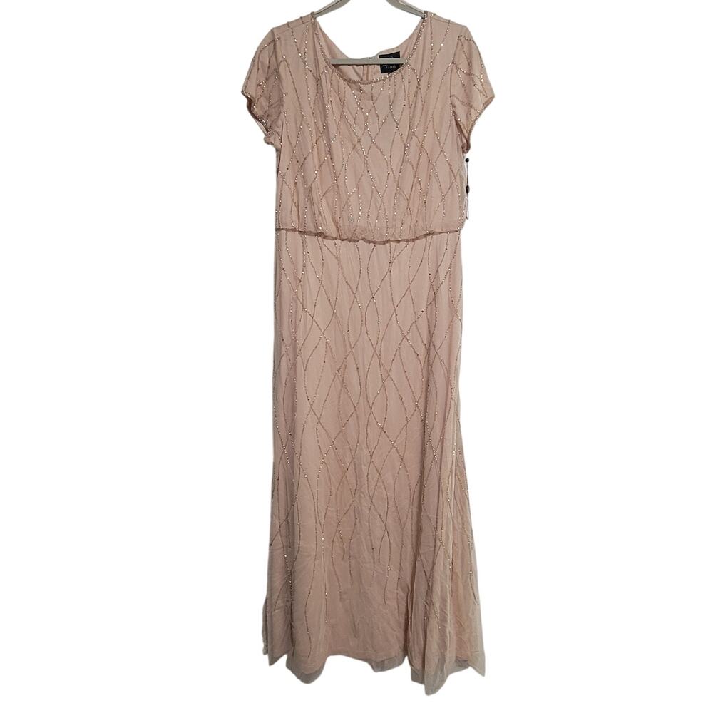 NWT Arianna Papell Beaded Blouson Champagne Gown Dress Size 14